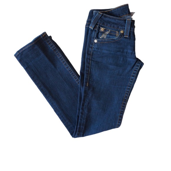 True Religion Billy Gold Foil Flap Pocket Straight Jeans 26X32 - Picture 5 of 12